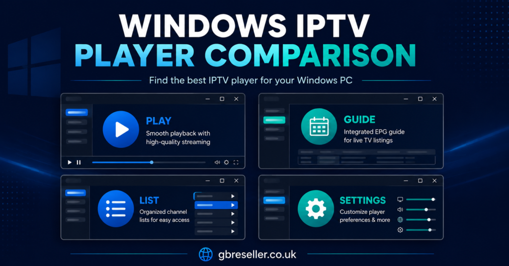 Windows IPTV Player Comparison Grid